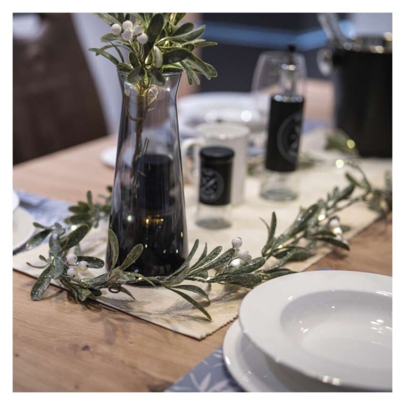 Dekoracje - girlanda jemioła 25 LED, 1,5 m, 3xAA, ciepła biel, IP20, timer