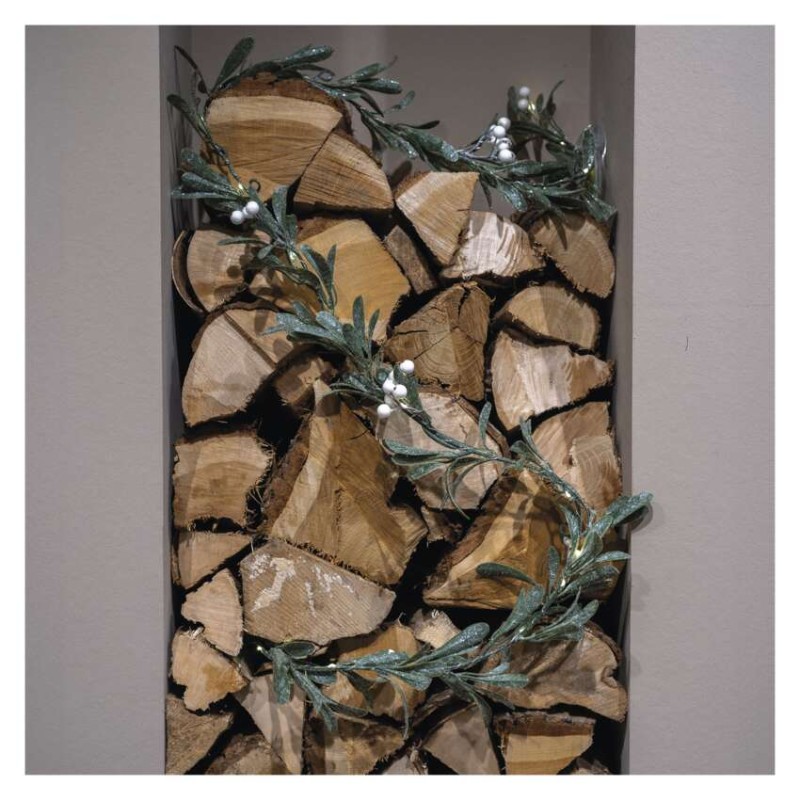 Dekoracje - girlanda jemioła 25 LED, 1,5 m, 3xAA, ciepła biel, IP20, timer