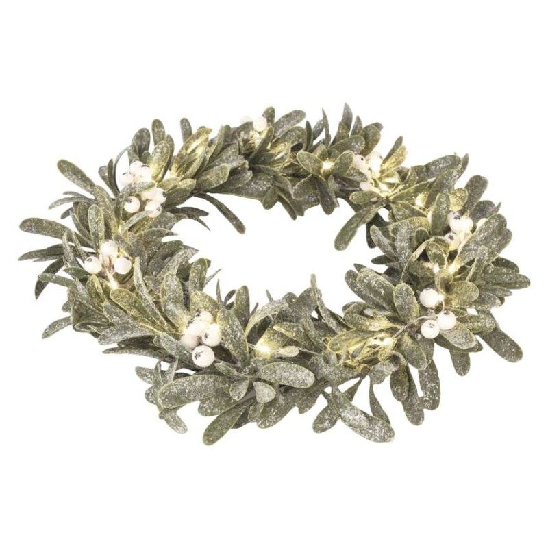 Dekoracje - wianek jemioła 25 LED, 3xAA, ciepła biel, IP20, timer