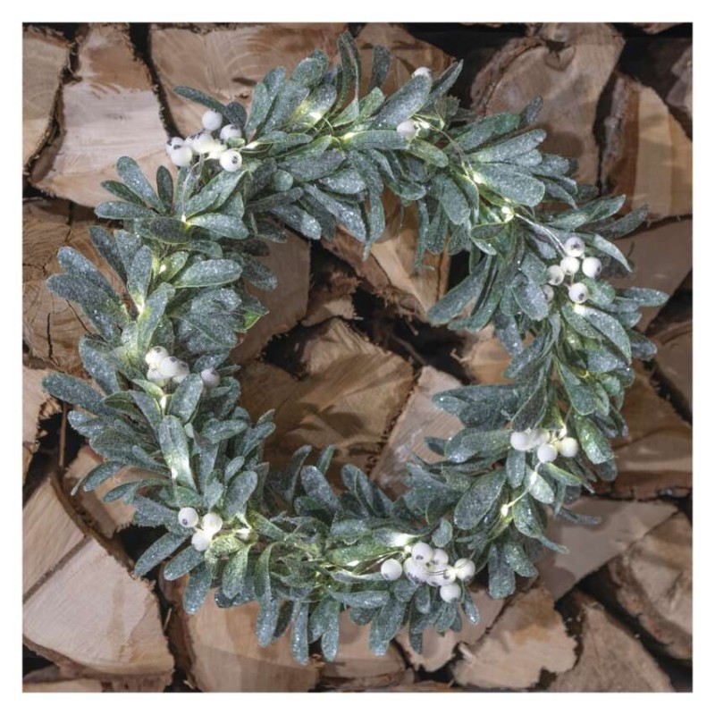 Dekoracje - wianek jemioła 25 LED, 3xAA, ciepła biel, IP20, timer