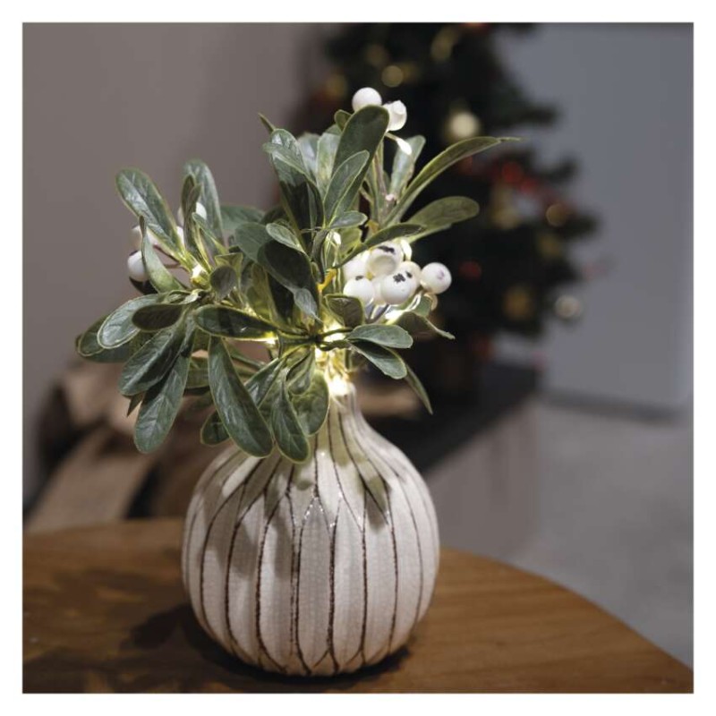 Dekoracje - gałązka jemioła , 2x AA, ciepła biel, IP20, timer