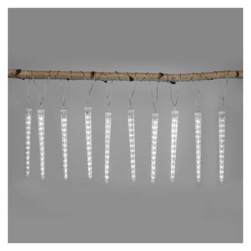 Dekoracje - 140 LED 10x sopel 29 cm 3,6 m, zimna biel, IP44