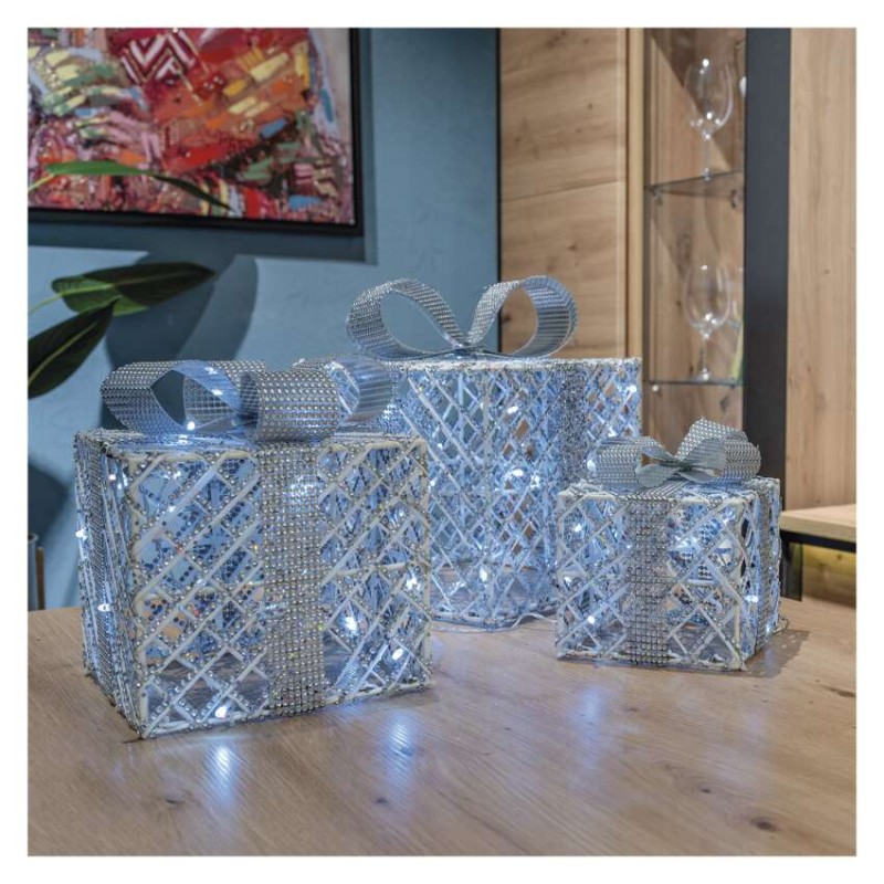 LED Geschenkpakete, 3 Größen, Innen, Kaltweiß, Timer