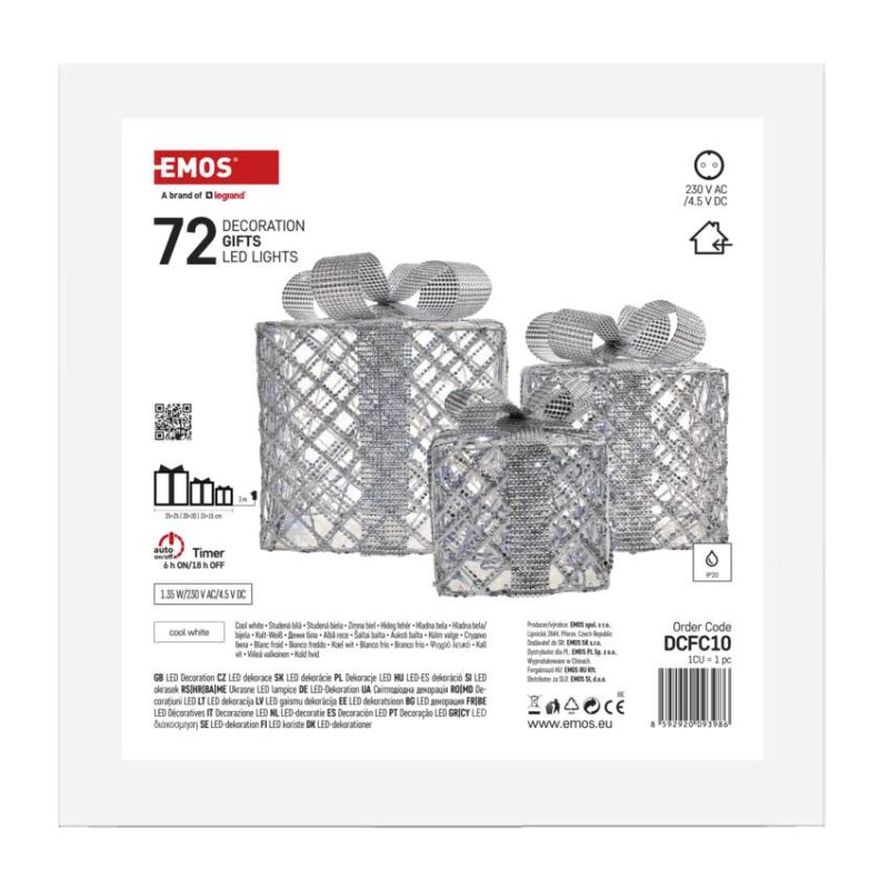 LED Geschenkpakete, 3 Größen, Innen, Kaltweiß, Timer