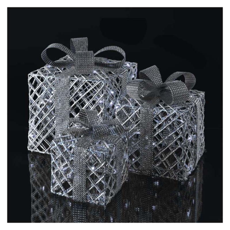 LED Geschenkpakete, 3 Größen, Innen, Kaltweiß, Timer