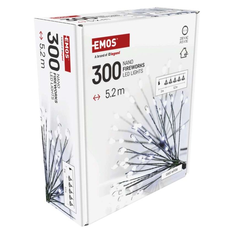 LED fényfüzér – fürtök, nano, 5,2 m, beltérre, hideg fehér, időzítő