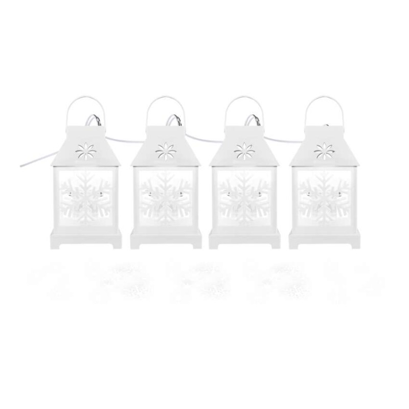 Dekoracje - 4 LED lampiony białe, zimna biel, IP44