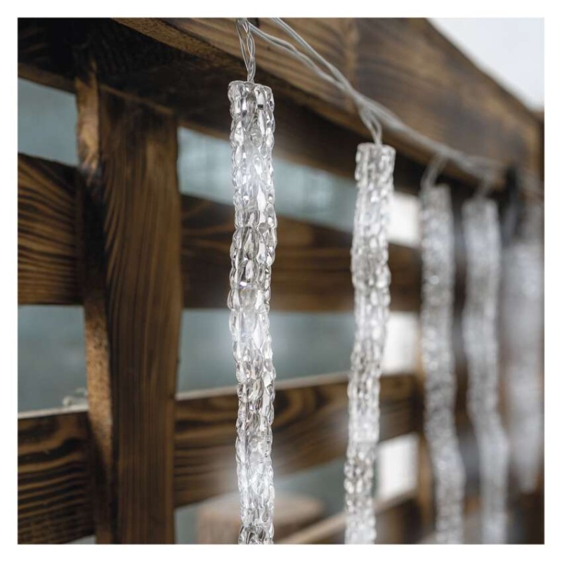 LED Ziemassvētku vītne – lāstekas, 12 gab., 3,6 m, liet. ārā un iekštelpās, auksti balta