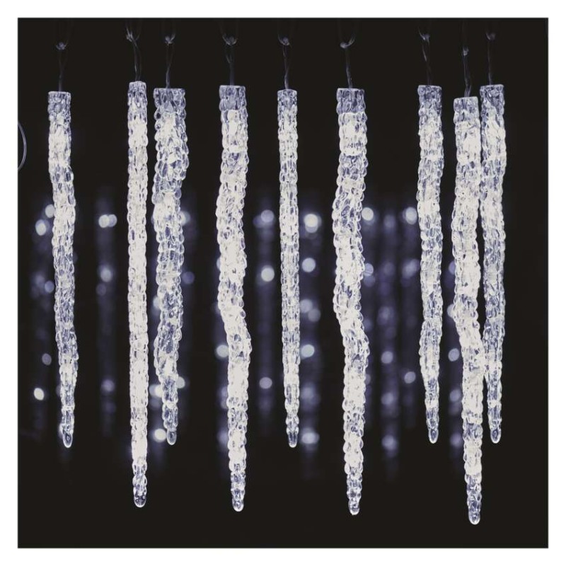 LED Ziemassvētku vītne – lāstekas, 12 gab., 3,6 m, liet. ārā un iekštelpās, auksti balta