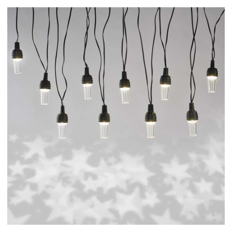 LED fényfüzér – 10x party égő átlátszó, 4,5 m, kültéri és beltéri, hideg fehér