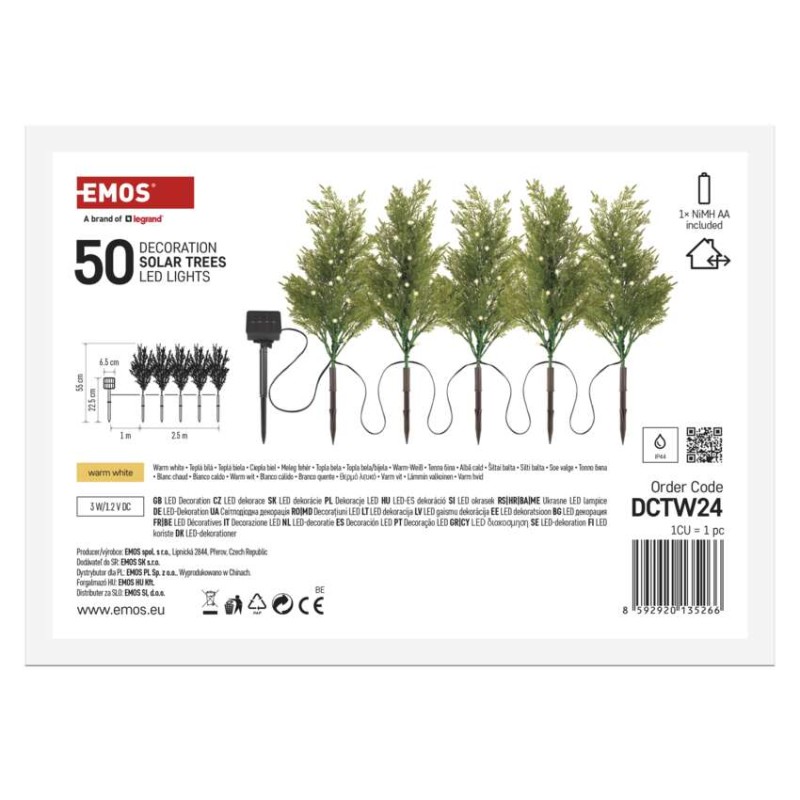 Gałązki LED z panelem solarnym, przeźroczyste, ciepła biel