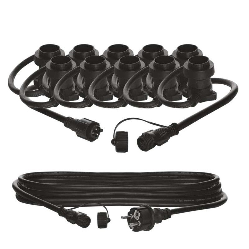 Łańcuch party na żarówkę 10x E27 7,35 m + wtyczka 5m, IP44