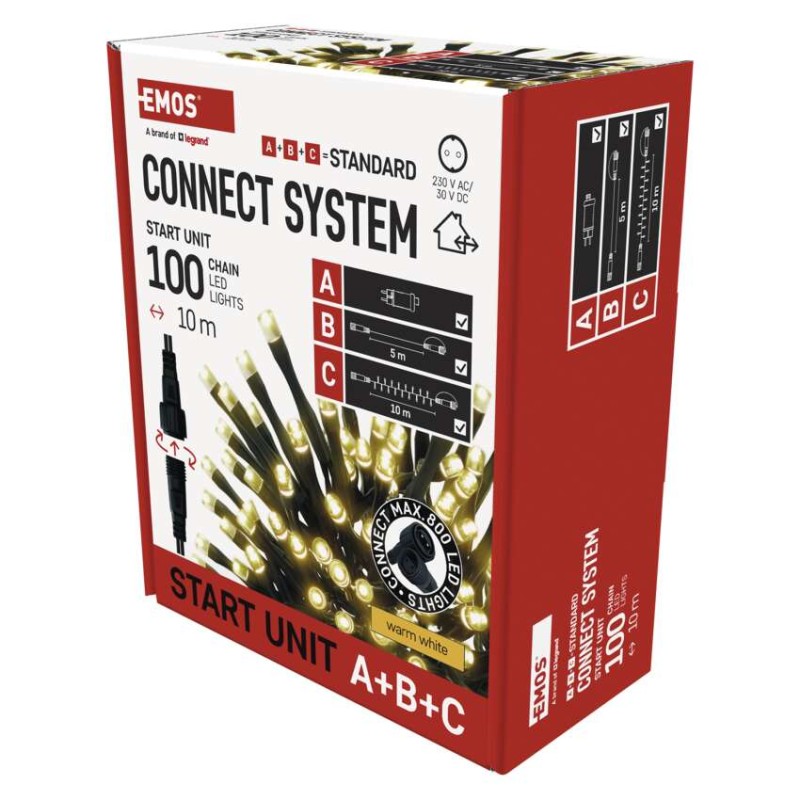 Základní sada pro spojovací řetězy Standard, 10 m, venkovní, teplá bílá, časovač