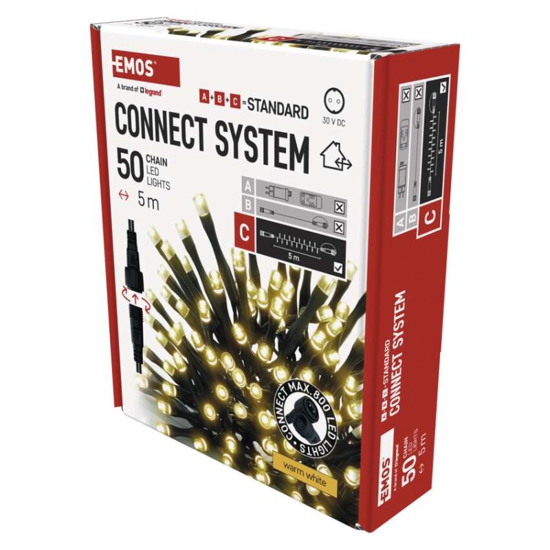 Standard LED Verbindungskette, 5 m, Außen/Innen, warm-weiß