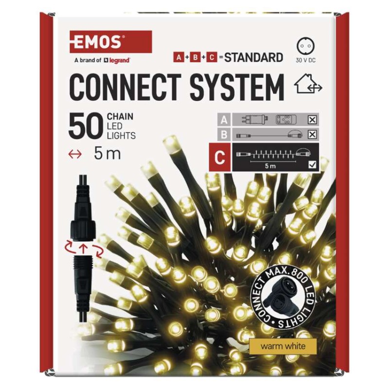 Standard LED Verbindungskette, 5 m, Außen/Innen, warm-weiß
