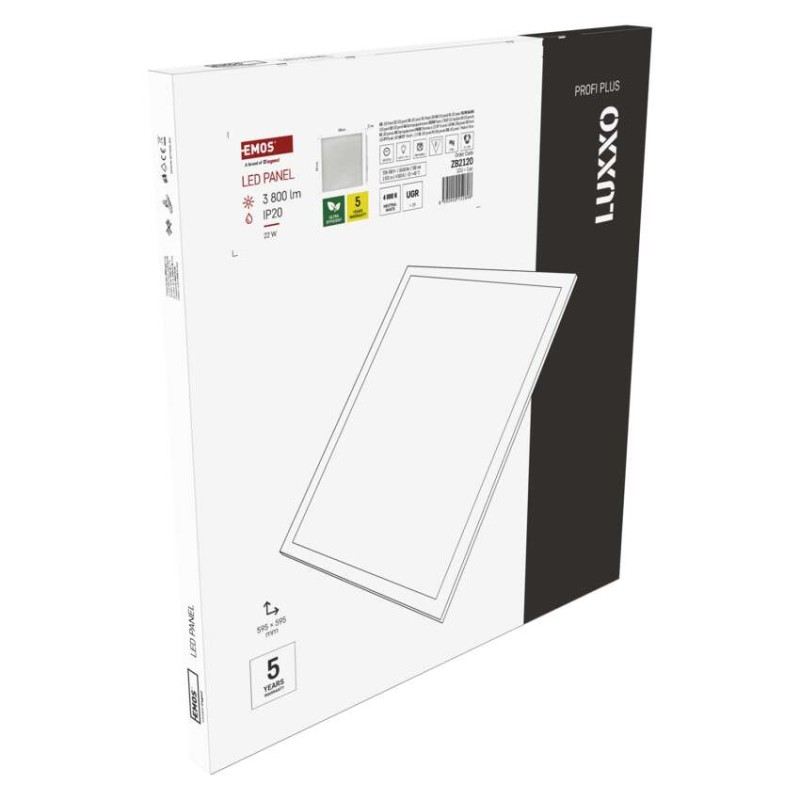 Panel LED LUXXO 60×60 22W IP20 neutralna biel UGR