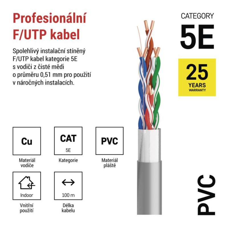 Datový kabel FTP 5E, 100m