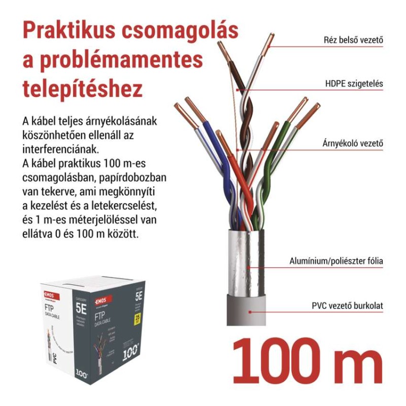 EMOS FTP kábel CAT 5E 100m