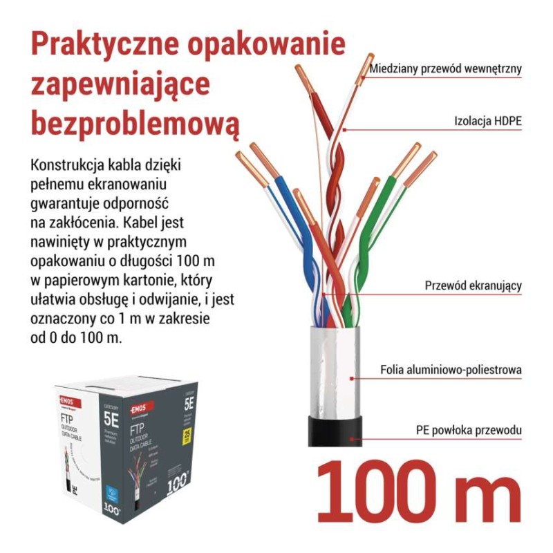 Kabel Ftp Cat5e, outdoor, 100m