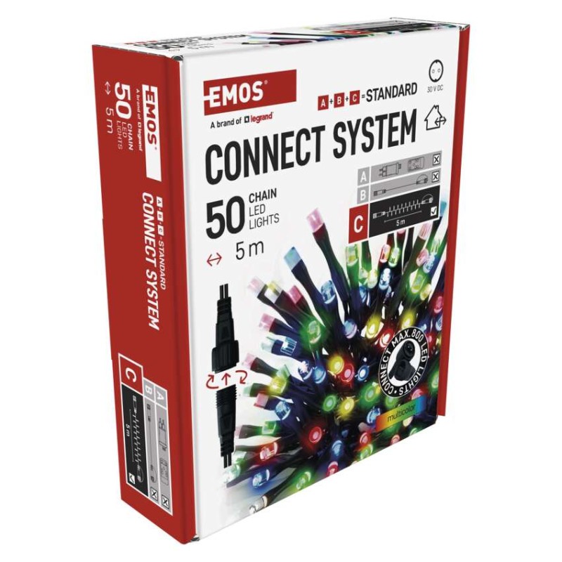 Standard LED spojovacia vianočná reťaz, 5 m, vonkajšia aj vnútorná, multicolor