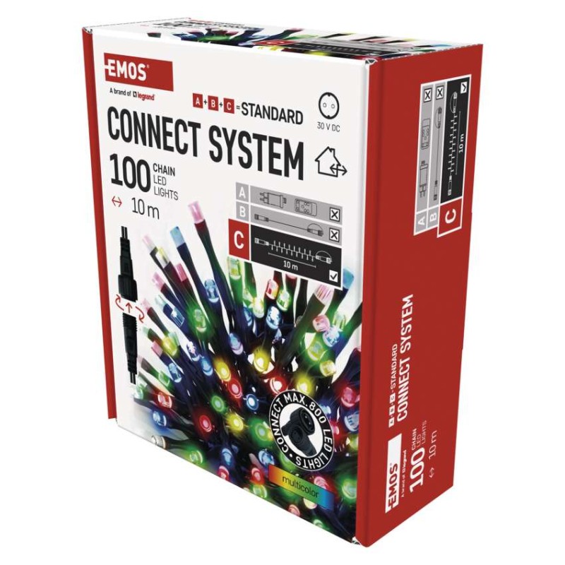 Standard LED spojovací vánoční řetěz, 10 m, venkovní i vnitřní, multicolor