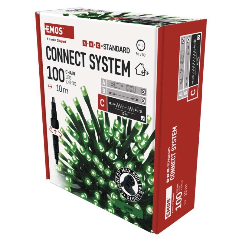 Standard LED spojovací vánoční řetěz, 10 m, venkovní i vnitřní, zelená