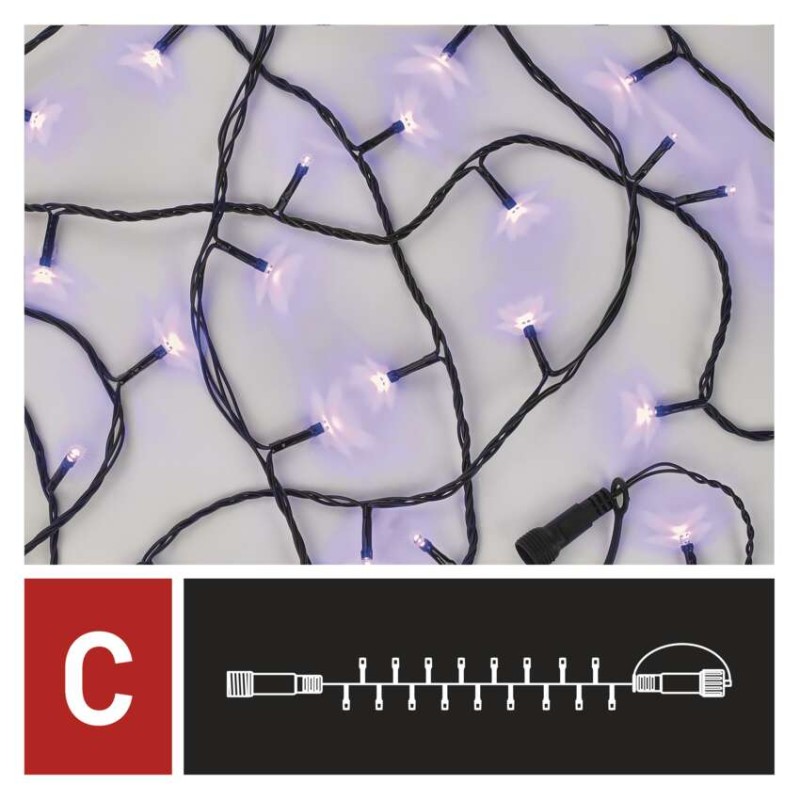 Standard LED sorolható karácsonyi füzér, 10 m, kültéri és beltéri, lila