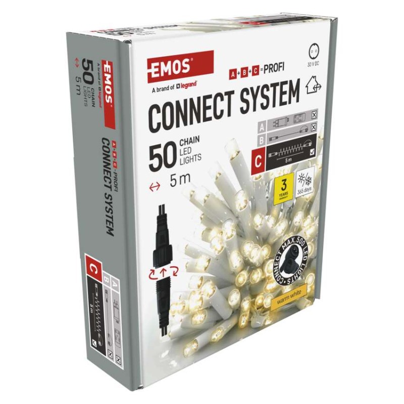 Profi LED spojovacia reťaz biela, 5 m, vonkajšia aj vnútorná, teplá biela