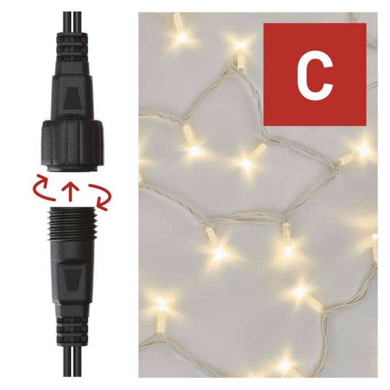 Profi LED Verbindungskette weiß, 10 m, Außen/Innen, warm-weiß