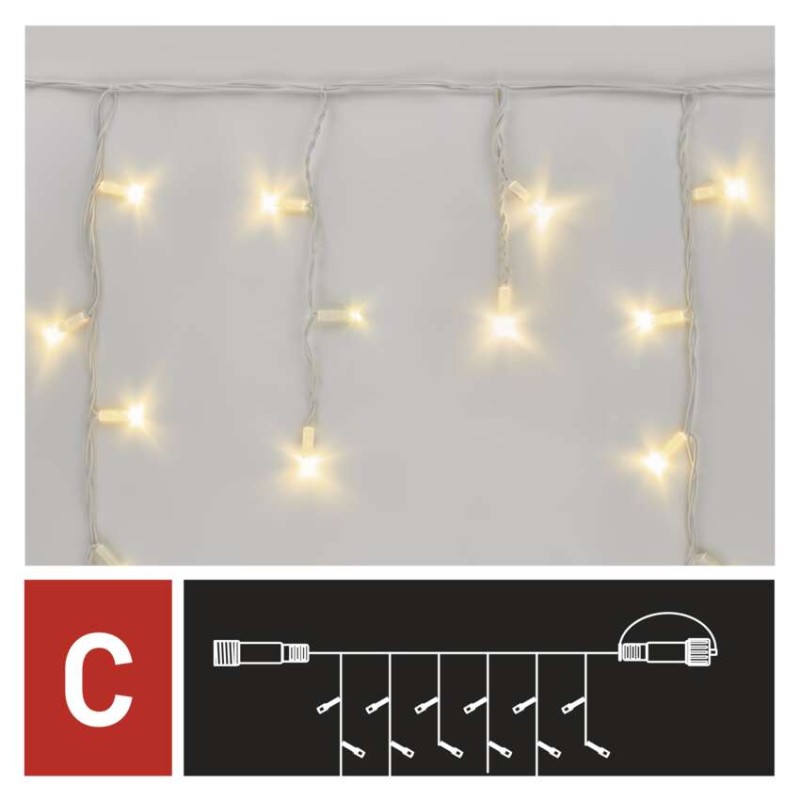 Profi LED spojovacia reťaz blikajúca biela – cencúle, 3 m, vonkajšia, teplá biela