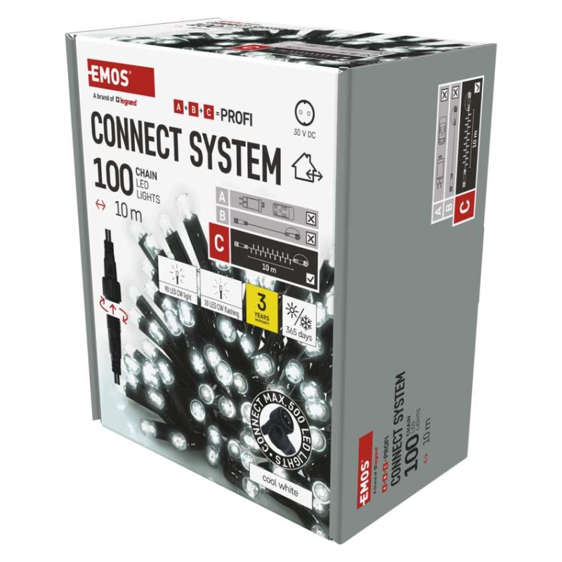 Profi LED spoj. reťaz preblikávajúca, 10 m, vonkajšia aj vnútorná, studená biela