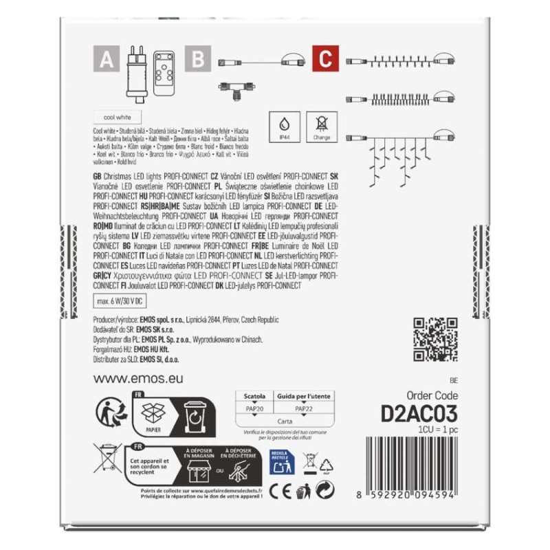 Profi LED spoj. reťaz preblikávajúca, 10 m, vonkajšia aj vnútorná, studená biela