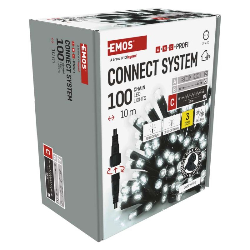 Profi LED spoj. reťaz preblikávajúca, 10 m, vonkajšia aj vnútorná, studená biela