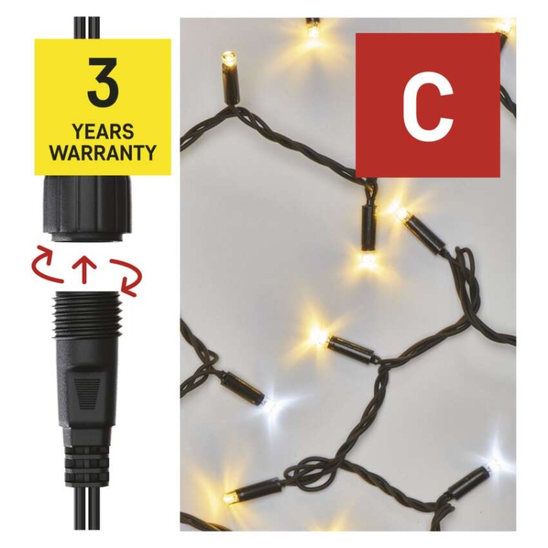 Profi LED spojovacia reťaz preblikávajúca, 10 m, vonkajšia, teplá/studená biela