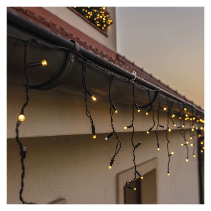 Oświetlenie łączone Profi- sople 50LED 3m, ciepła biel+zimna biel miga, czarny, IP44 