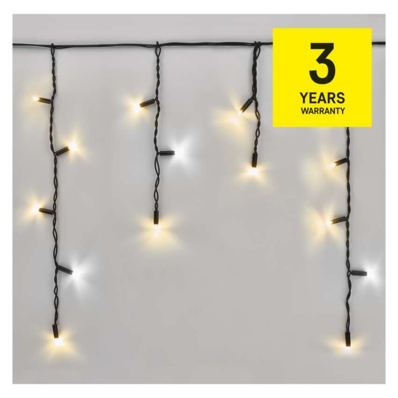 Oświetlenie łączone Profi- sople 50LED 3m, ciepła biel+zimna biel miga, czarny, IP44 