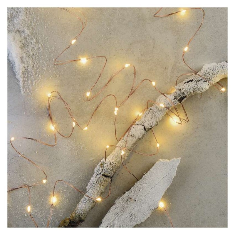 LED vánoční nano řetěz měděný, 10 m, venkovní i vnitřní, teplá bílá, časovač