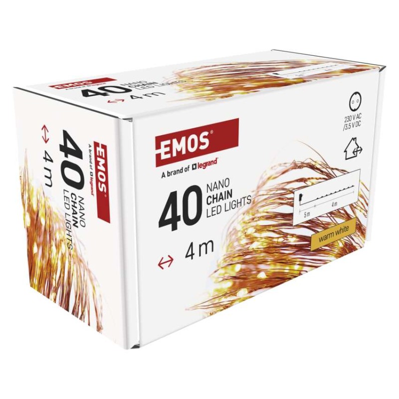 Dekoracje - 40 LED nano łezki 4m ciepła biel, miedziany przewód, IP44 timer