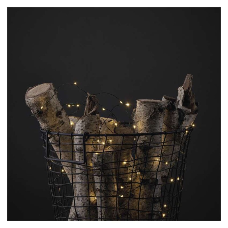 LED Ziemassvētku nano virtene, zaļa, 4 m, liet. ārā un iekštelpās, silti balta, ar taim.