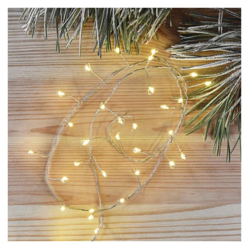 LED jõuluvalguskett Nano – siil, 2,4 m, 3 x AA, tuppa, soe valge, ajasti