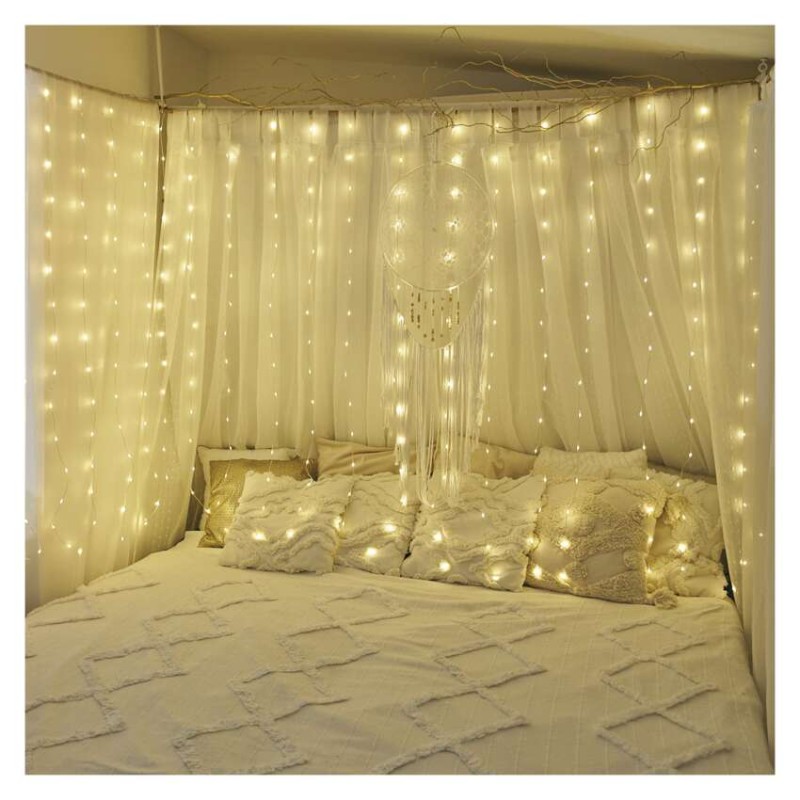 LED karácsonyi drop fényfüzér – fényfüggöny, 2,9x1,5 m, kültéri és beltéri, meleg fehér