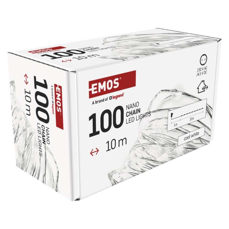 LED vianočná nano reťaz strieborná, 10 m, vonkajšia aj vnútorná, studená biela, časovač