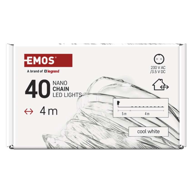 Dekoracje - 40 LED nano łezki 4m ciepła biel, srebrny przewód, IP44 timer