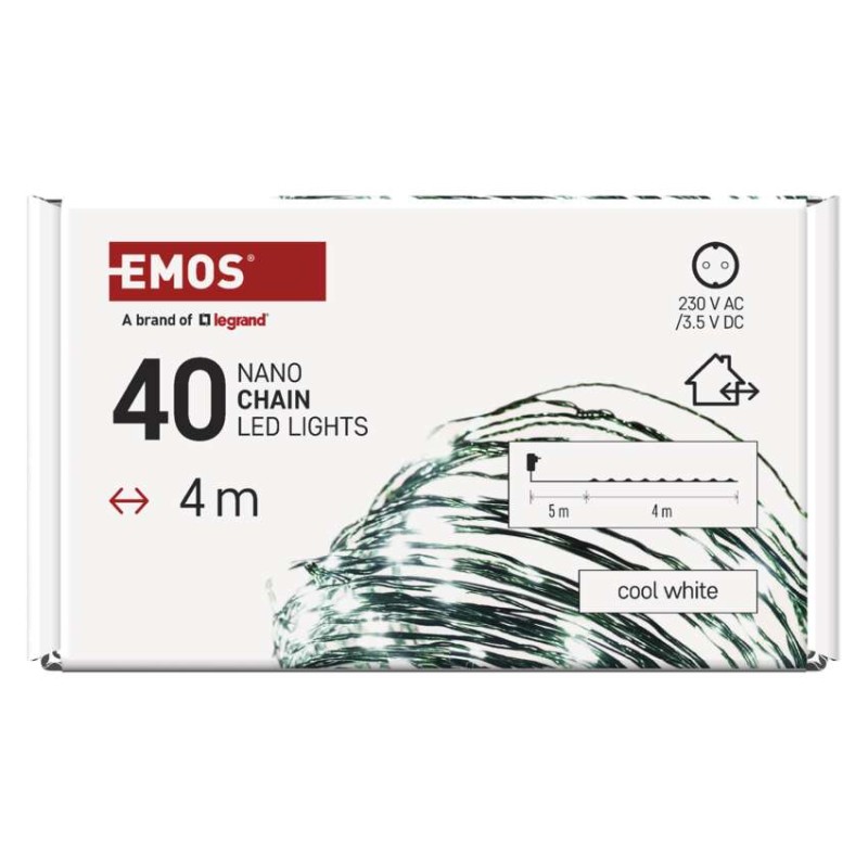 Dekoracje - 40 LED nano łezki 4m zimna biel, zielony przewód, IP44 timer