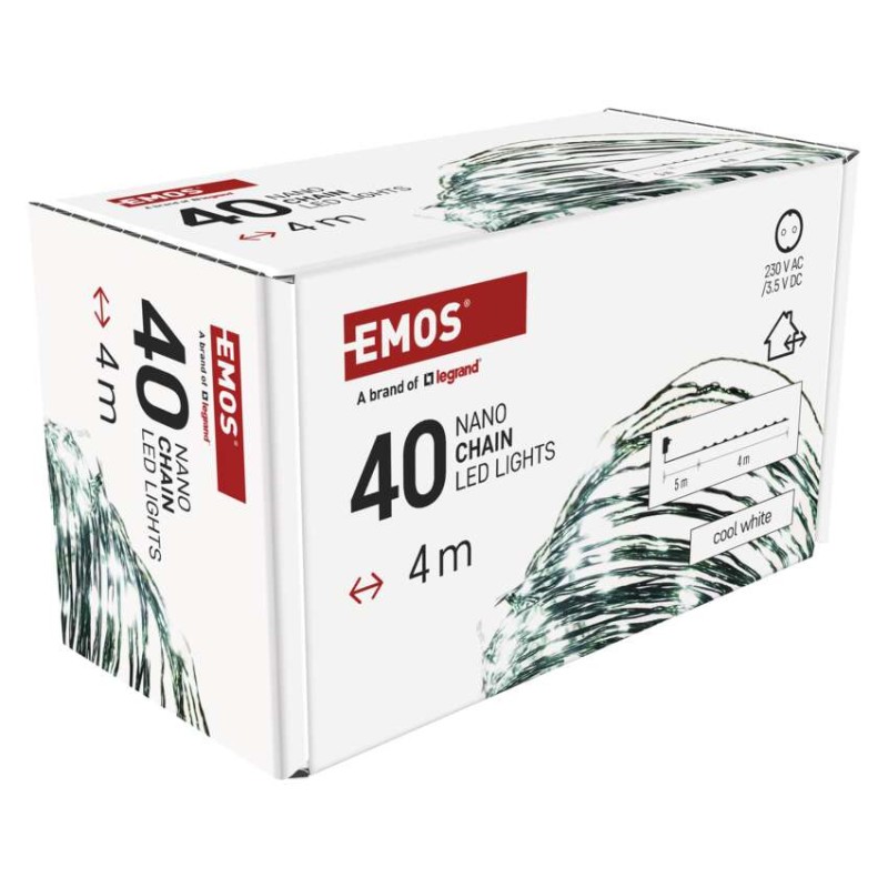 Dekoracje - 40 LED nano łezki 4m zimna biel, zielony przewód, IP44 timer