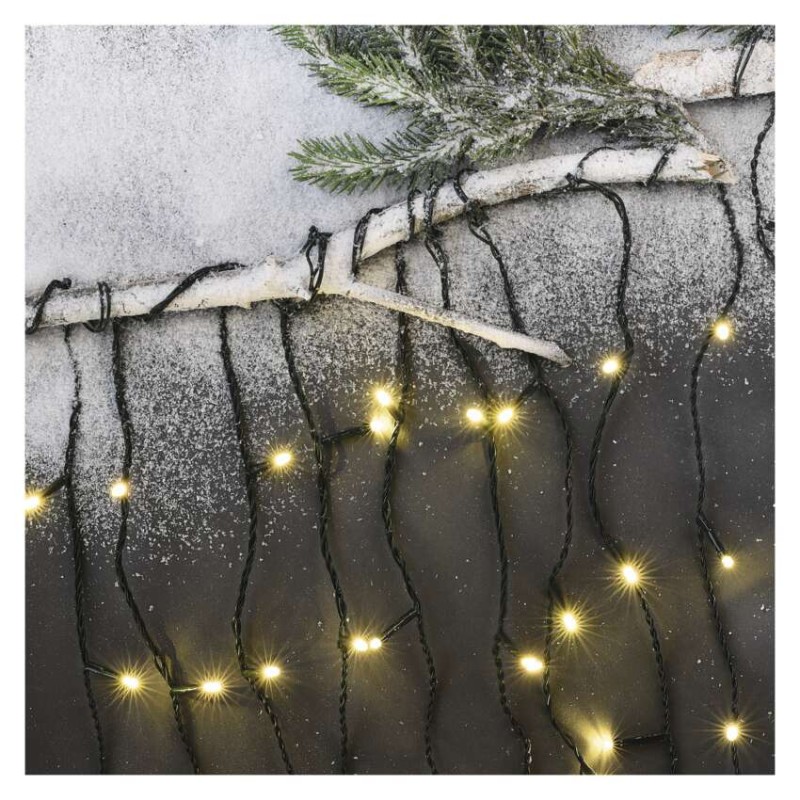 Oświetlenie świąteczne sople 200 LED 3,6m, ciepła biel, zielony przew., 8 programów