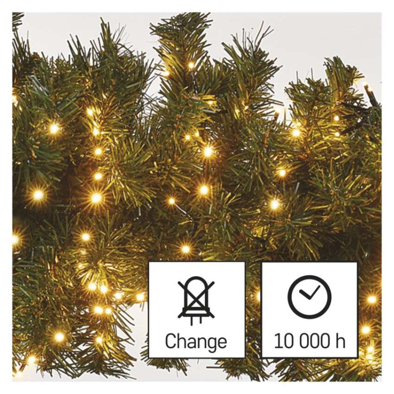 LED vianočná reťaz – cluster, 8 m, vonkajšia aj vnútorná, vintage, časovač