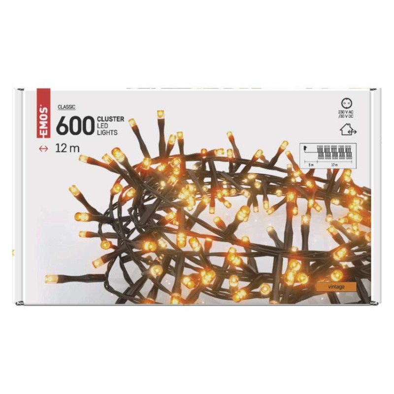 LED Weihnachtliche Lichterkette, 12 m, Außen und Innen, Vintage, Timer