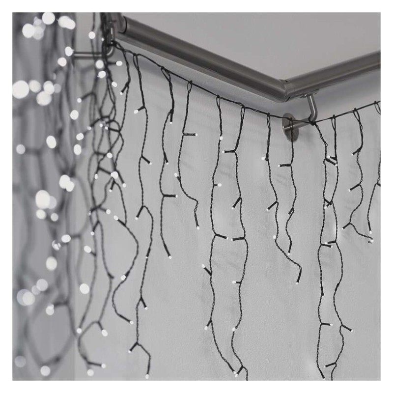 LED vianočné cencúle, 10 m, vonkajšie aj vnútorné, studená biela, programy