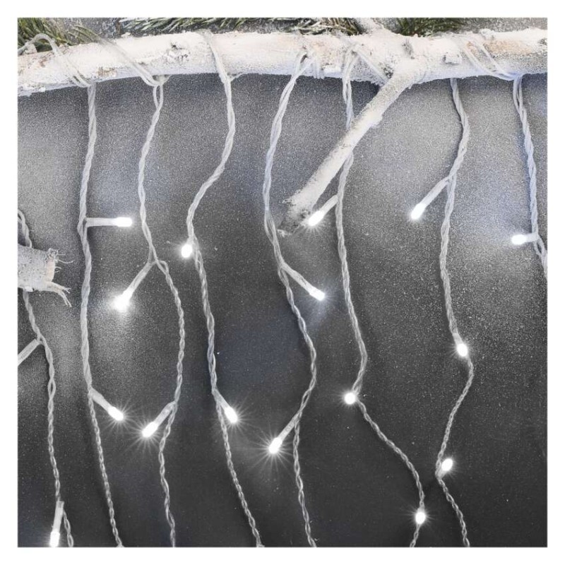 LED karácsonyi jégcsapok, 5 m, kültéri és beltéri, hideg fehér, távirányító, progr, időz.